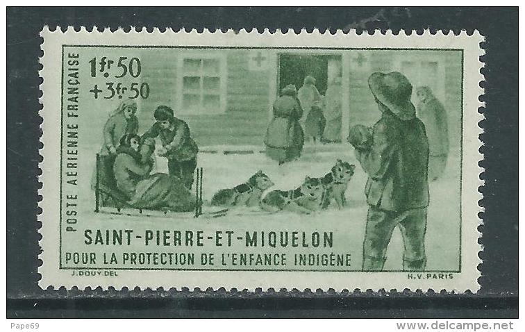 Saint Pierre Et Miquelon P.A. N° 1 XX Protection De L'enfance Indigène : 1 F. 50 + 3f. 50 Vert  Neuf  Sans Charnière, TB - Ungebraucht