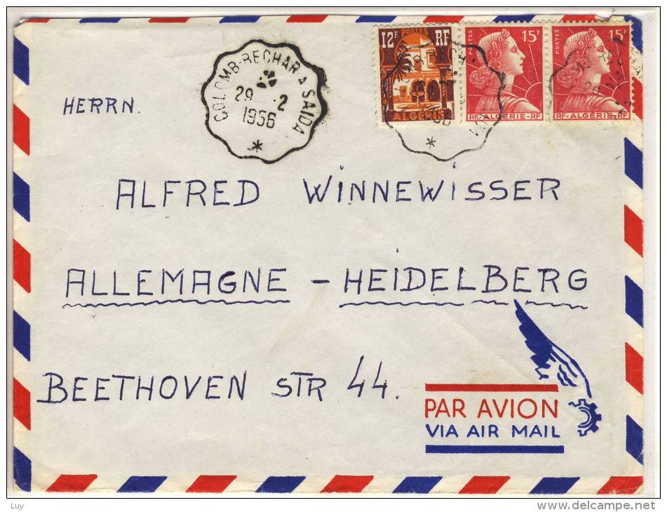 FRANCE / ALGERIE - Lettre PAR AVION Algerie,  1956, Lettre Annuler Railway - Airmail