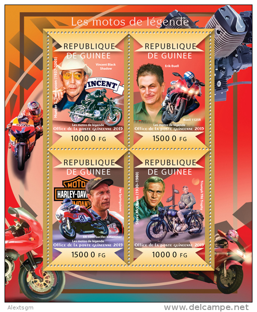 GUINEA 2015 - Legendary Motorcycles. Official Issue - Motorfietsen