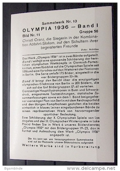 OLYMPIADE 1936 Bilder 8x12cm / Sammelwerk 13 - Gruppe 56 - Olympia-Sammelbild-Nr. 11 - Tarjetas
