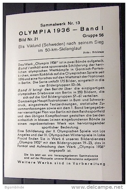 OLYMPIADE 1936 Bilder 8x12cm / Sammelwerk 13 - Gruppe 56 - Olympia-Sammelbild-Nr. 21 - Trading Cards