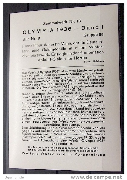 OLYMPIADE 1936 Bilder 8x12cm / Sammelwerk 13 - Gruppe 56 - Olympia-Sammelbild-Nr. 8 - Trading-Karten