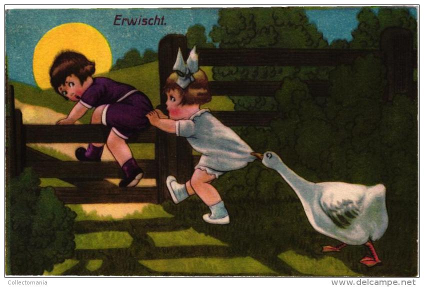 4 Easter PASEN Paques Eggs MOON   Postcards  Illustrateur Signed Margret Boriss  Fascinating ART Fashion Mode Children - Boriss, Margret