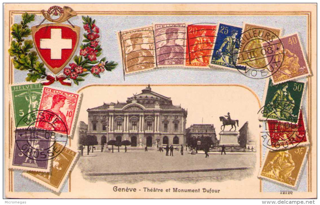 GENEVE - Théâtre Et Monument Dufour - Carte Gaufrée - Genève