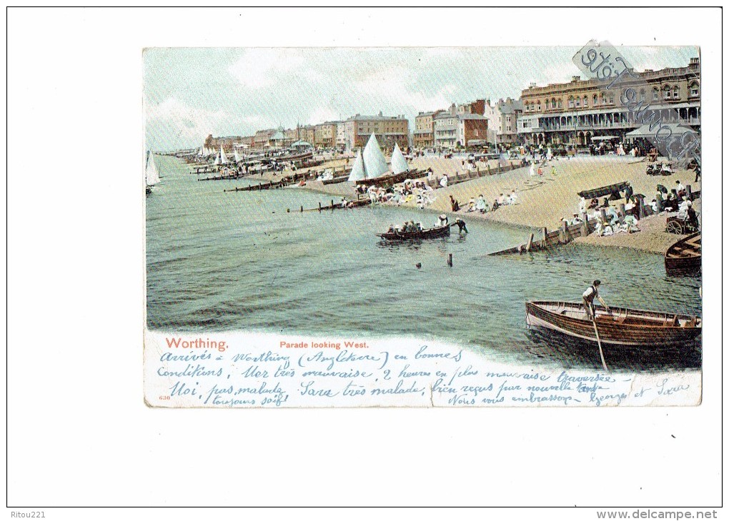 The Parade, Looking West, Worthing - N°630 - Animation - 1903 - Worthing