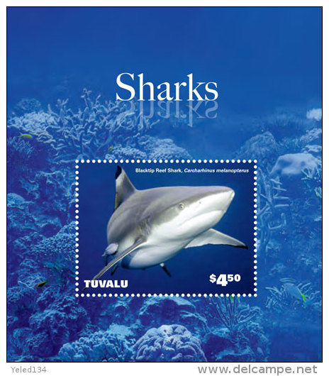 TUVALU  IGPC # 1413 S  MINT N H STAMPS OF MARINE LIFE ; SHARKS - Tuvalu