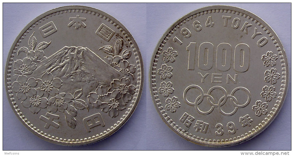 JAPAN 1000 Y 1964 ARGENTO SILVER OLYMPICS GAMES HIROHITO SHOWA MONTE FUJI PESO 20g TITOLO 0,925 CONSERVAZIONE FDC - Giappone