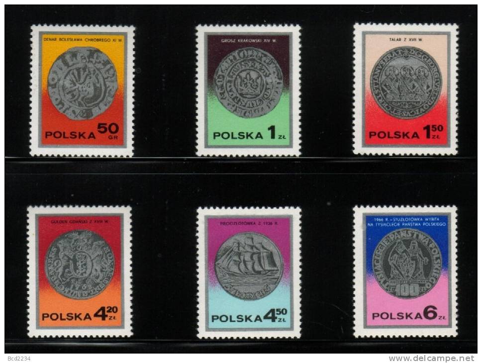 POLAND 1977 STAMP DAY POLISH COINS ON STAMPS NHM Ships Lions Crowns Museums - Schiffe
