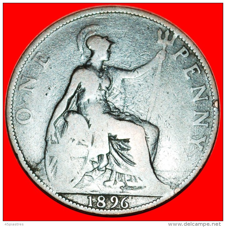 * MISTRESS OF THE SEAS★UNITED KINGDOM★ PENNY 1896 VICTORIA (1837-1901)! INTERESTING TYPE! LOW START★NO RESERVE! - D. 1 Penny