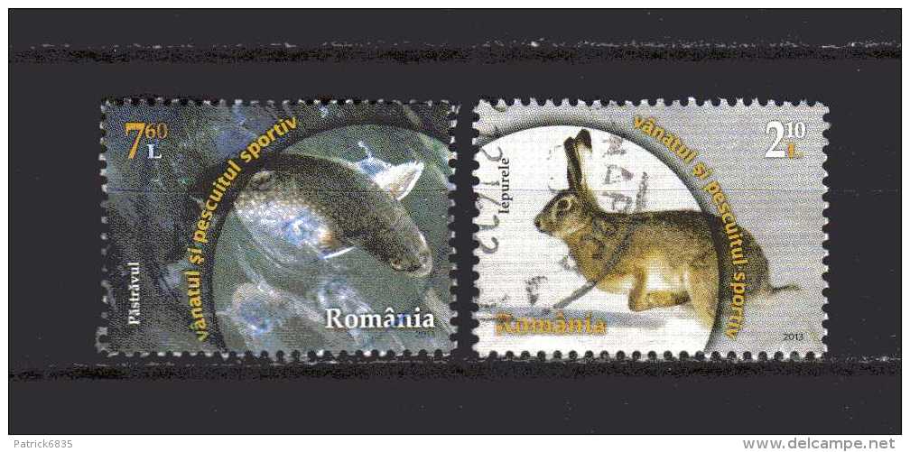 Romania - ° 2013 -  Animali Lepre - Pesci. - Used Stamps