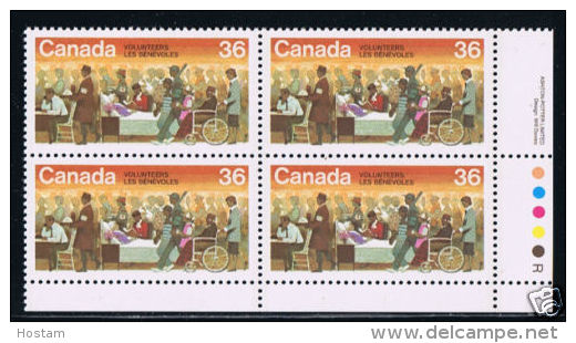 Canada 1987 # 1132,  VOLUNTEERS WEEK Exploration Canada --2  Block Of 4 MNH  LR - Blocks & Sheetlets