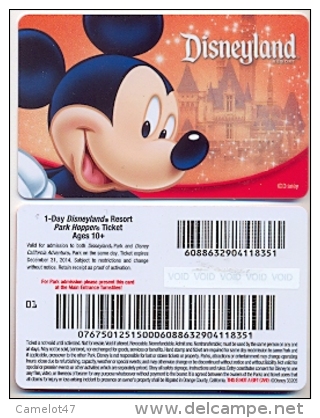 Disneyland Resort,  Anaheim, CA., U.S.A.  Admission Ticket Card On Its Backer # Dt-183a - Disney-Pässe