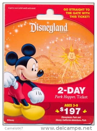 Disneyland Resort,  Anaheim, CA., U.S.A.  Admission Ticket Card On Its Backer # Dt-186a - Disney-Pässe