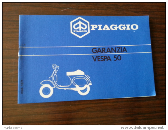 Piaggio Vespa 50 '90 Tessera Garanzia E Tagliandi Originale - Genuine Warranty Card - Carte De Garantie - Garantiekarte - Motor Bikes
