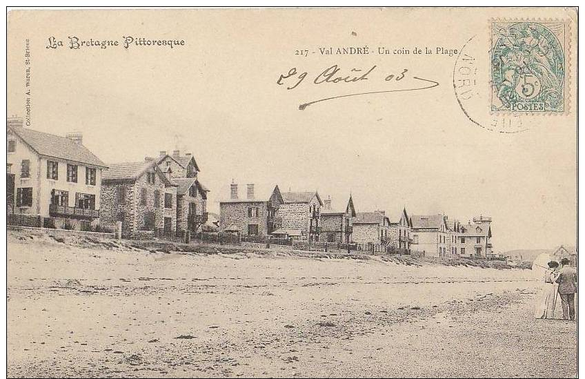 CPA 22 VAL ANDRE Un Coin De La Plage Et Les Villas 1903 - Autres & Non Classés