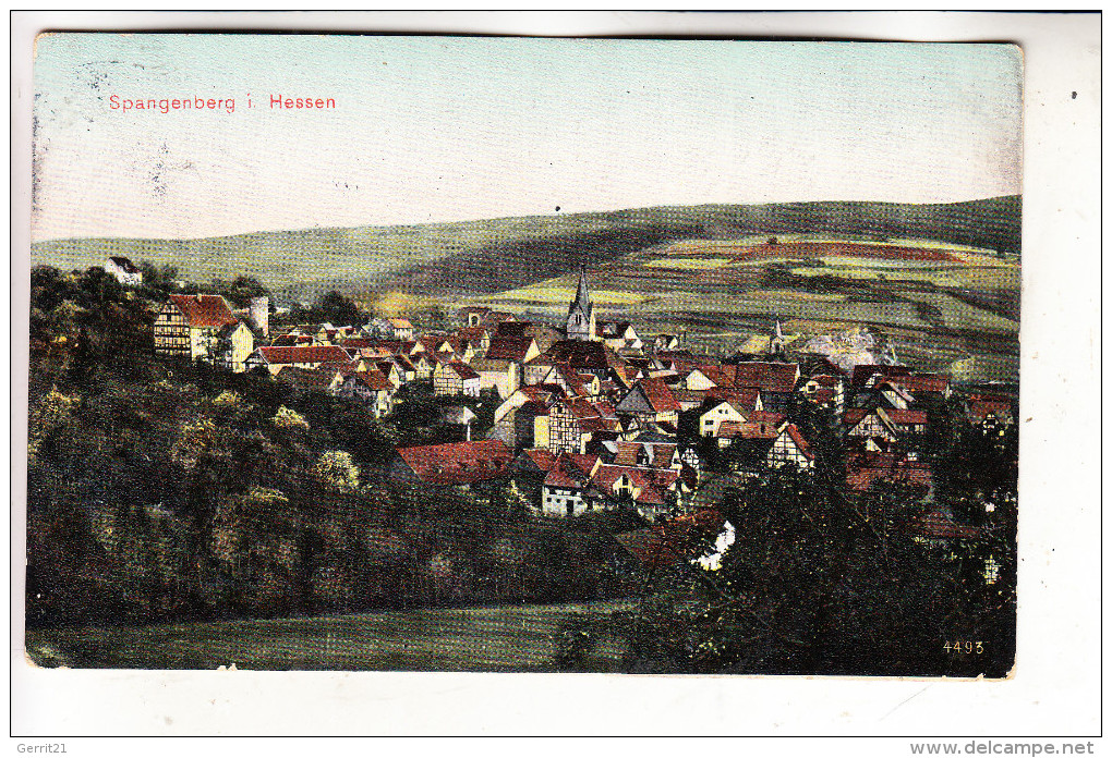 3509 SPANGENBERG, Ortsansicht, 1913, Militärl Post - Homberg