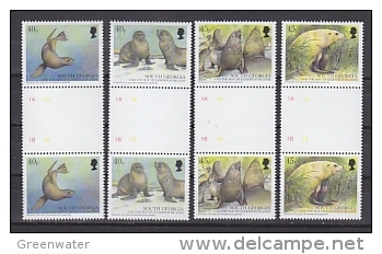 South Georgia 2002 Fur Seals 4v Gutter ** Mnh (20627) - Georgias Del Sur (Islas)