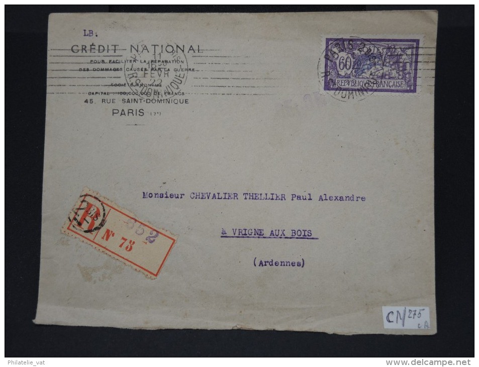 FRANCE- DETAILLONS COLLECTION   PERFORATION  "CN" SUR MERSON   SUR LETTRE COMMERCIALE EN RECOMMANDEE     LOT 4879 - Autres & Non Classés