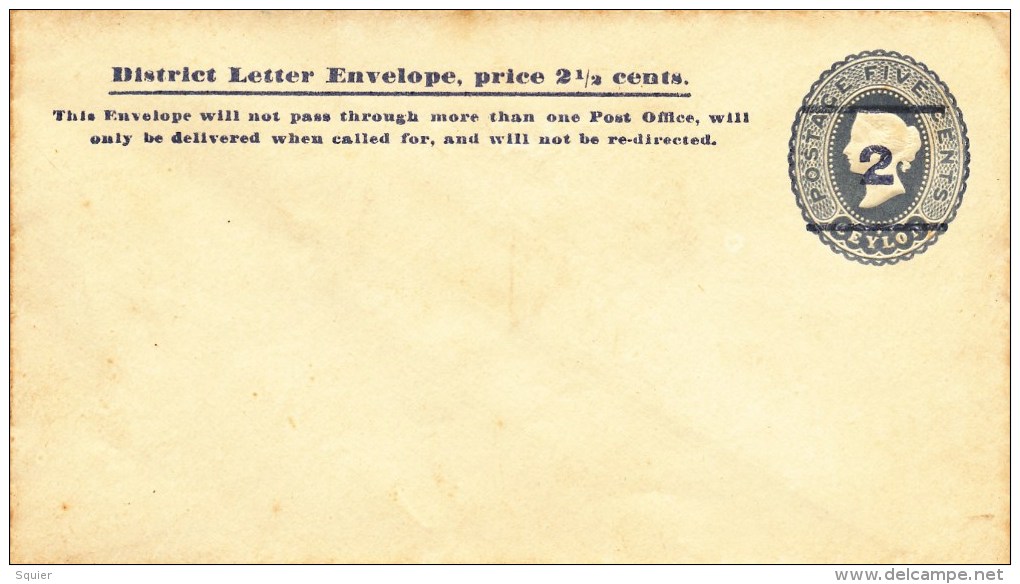 Ceylon, Cover, Sobre, Five Cents, District Letter - British Indian Ocean Territory (BIOT)