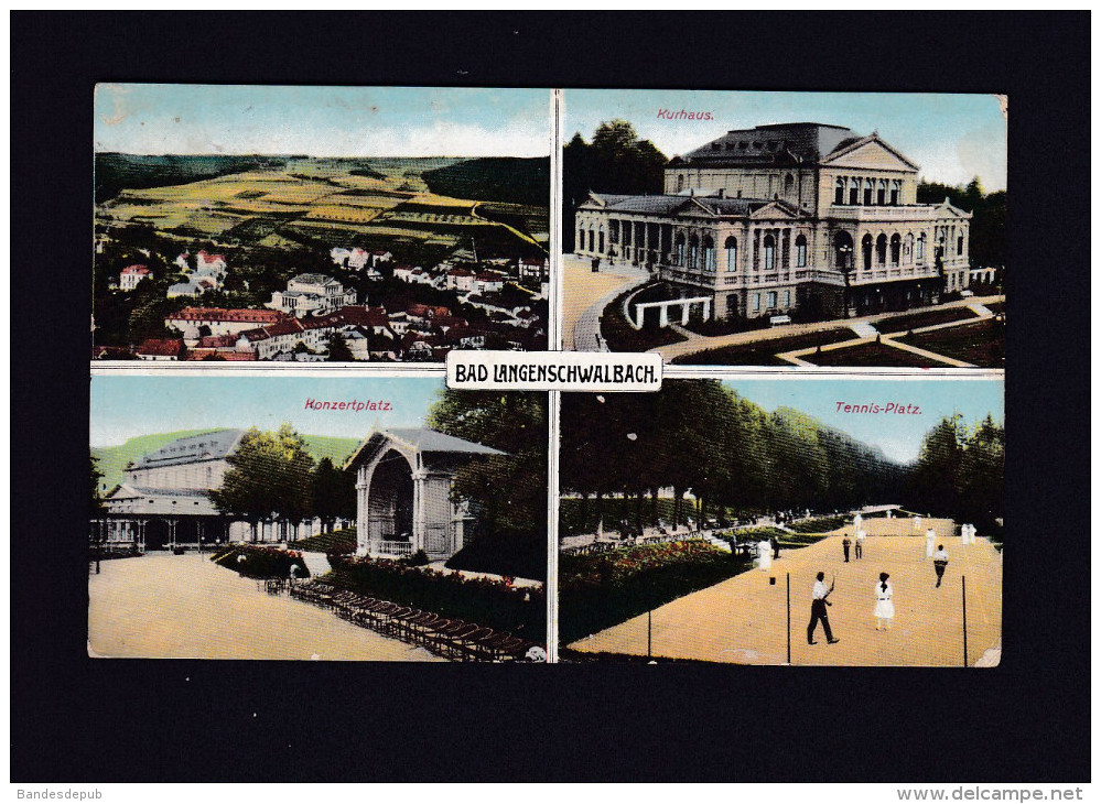 AK - Bad Langenschwalbach ( Kurhaus, Konzertplatz Tennis Platz Totalansicht Ottmar Zieher Feldpost Guerre 1914-1918 - Bad Schwalbach