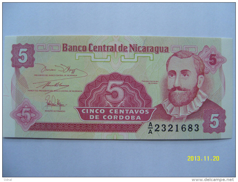 BANCONOTE   NICARAGUA  5  CENTAVOS    FIOR DI STAMPA - Nicaragua