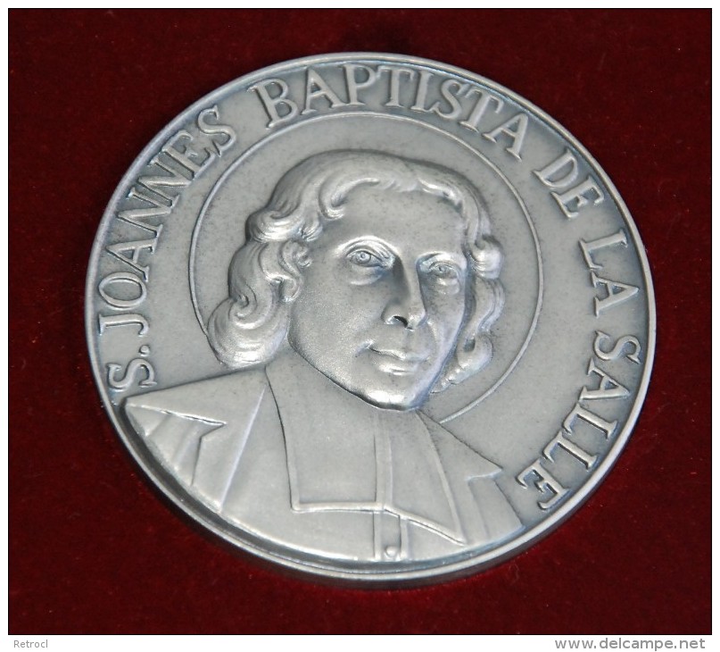 Medaglia S. JOANNES BAPTISTA DE LA SALLE - Fides Scientia - Premio Anno Scolastico Con Scatola - Royal/Of Nobility