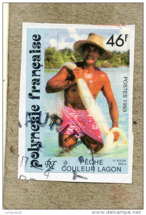 POLYNESIE  : ""Pêche Couleur Lagon" : Pêcheur Et Filet - Adhésif - Grand Format - - Used Stamps