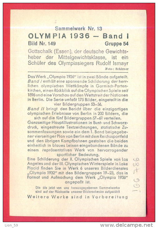 166786 / 1936 Summer Olympics  -  Rudolf Ismayr ( 1908 - 1998 )- Germany Weightlifting Gewichtheben Halterophilie - Haltérophilie