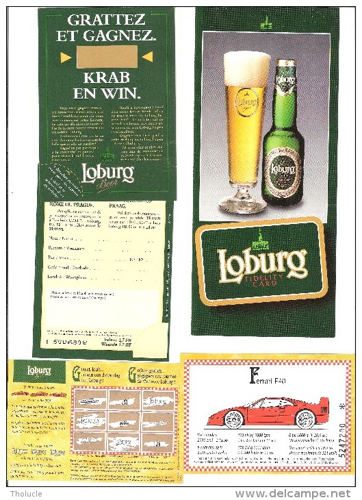 Loburg-Bière-Beer-4 Sous-Bock - Bierviltje - Beer Coaster +publicité Pour Des Concours De 1992 (Ferrari F40)-1991-1988 - Andere & Zonder Classificatie
