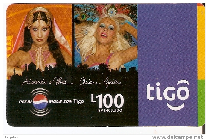 TARJETA DE HONDURAS DE TIGO DE PEPSI-COLA DE CRISTINA AGUILERA - Honduras