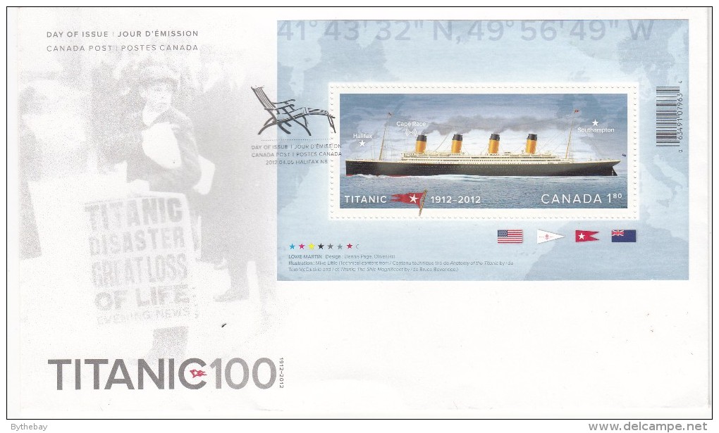 Canada FDC Scott #2535 Souvenir Sheet $1.80 Titanic - 100th Anniversary Of Sinking Of The Titanic - Bateaux