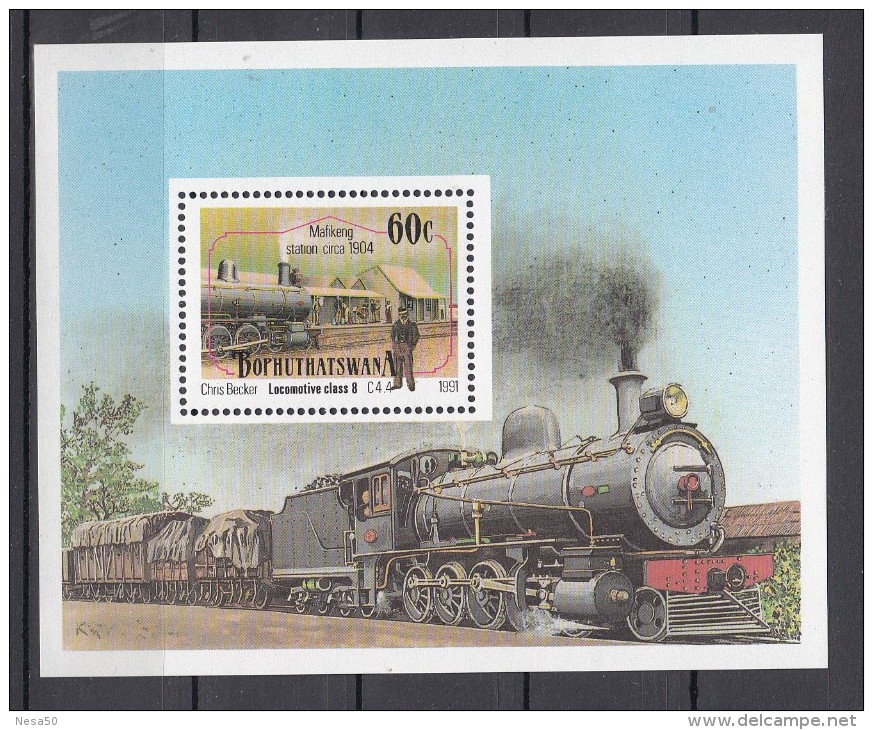 Trein, Train, Railway: Bophuthatswana 1991 Mi Nr Blok 6 - Trains