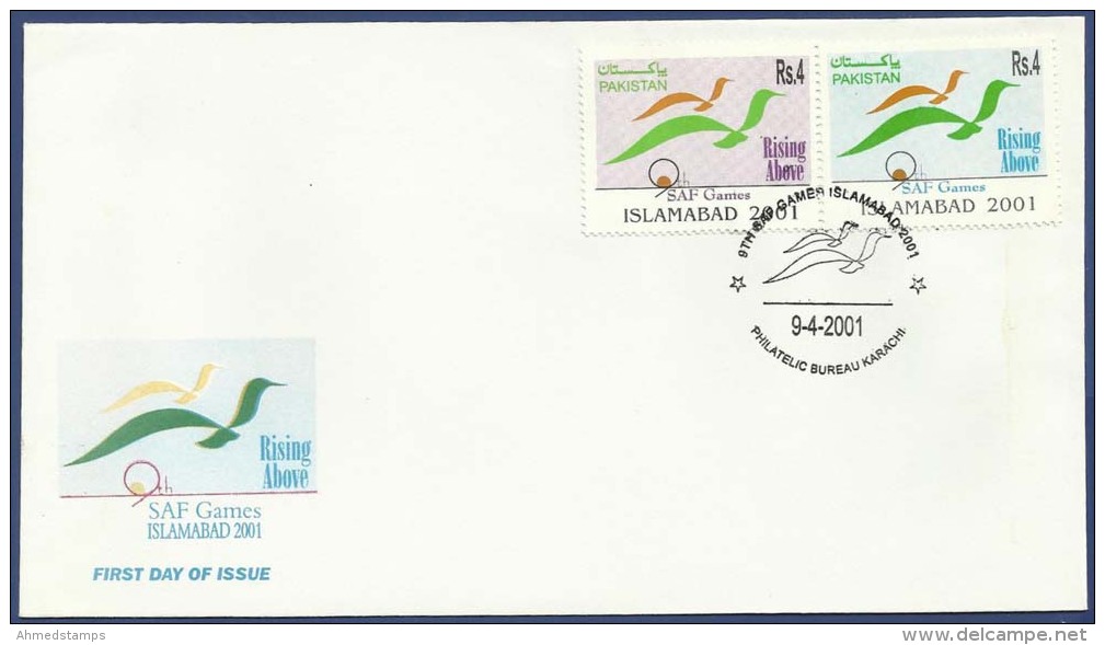 PAKISTAN 2001 MNH FDC FIRST DAY COVER 9TH SAF GAMES, SOUTH ASIAN FEDERATION GAME, SPORT, SPORTS ISLAMABAD - Pakistan