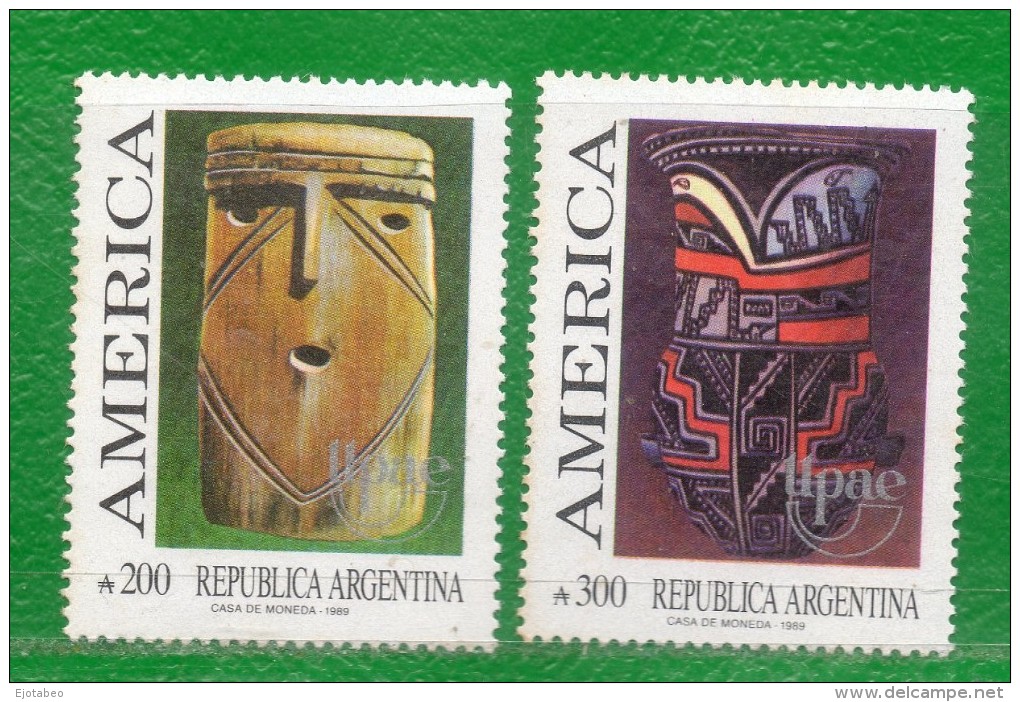 ARGENTINA 1989 SERIES (UPAEP, UPU, American Indians, Indigenous Art, Vessels; Arte Indígena, Vasijas) - Indios Americanas