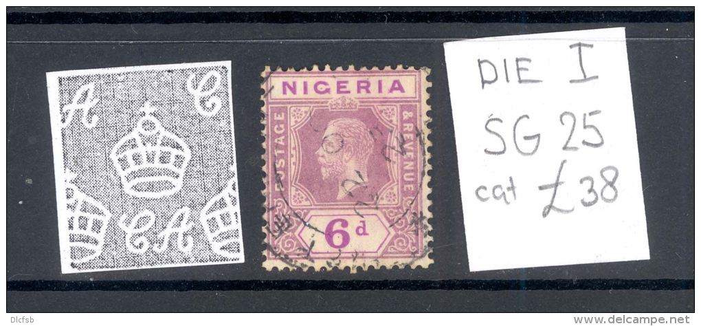 NIGERIA, 1921 6d (wmk Script CA, Die I) VFU, SG25, Cat &pound;38 - Nigeria (...-1960)