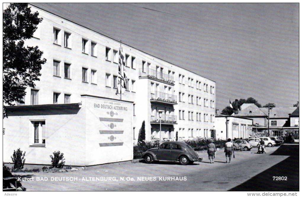 VW-Käfer Auf Ak BAD DEUTSCH-ALTENBURG, Neues Kurhaus, Karte Um 1950 - Bad Deutsch-Altenburg