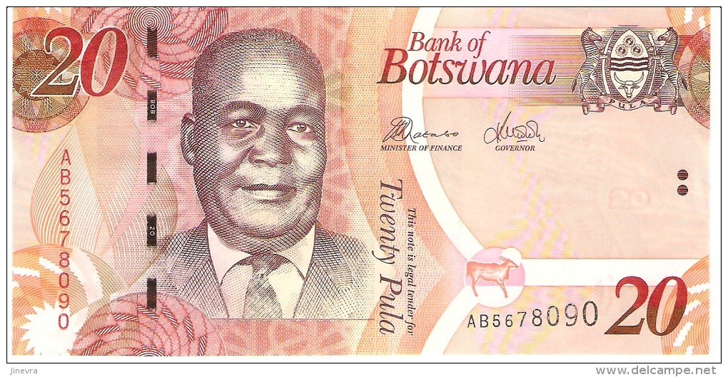 BOTSWANA 20 PULA 2010 PICK 31 UNC - Botswana