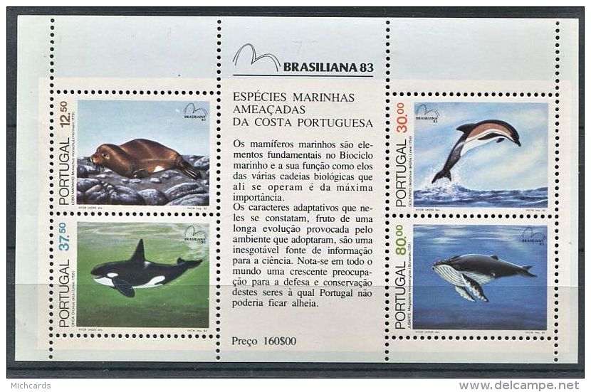 114 PORTUGAL 1983 - Mammiferes Marins (Yvert BF 42) Neuf ** (MNH) Sans Charniere - Unused Stamps