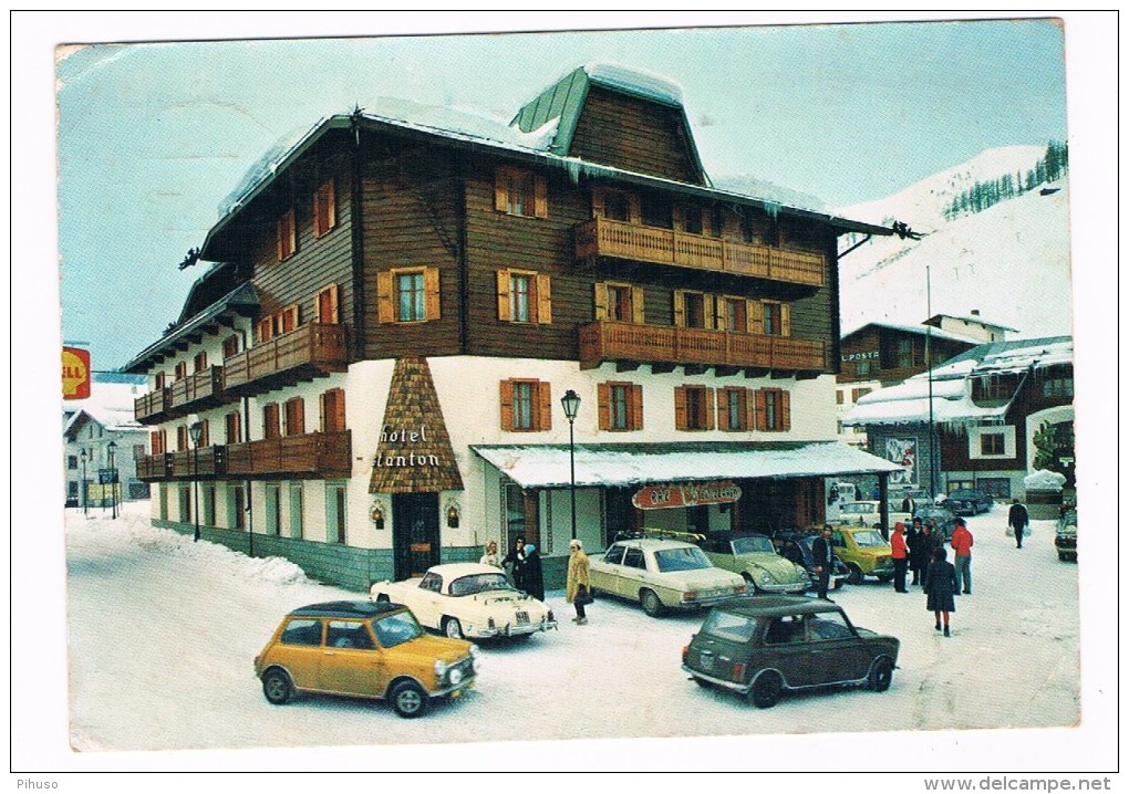 KAR-9     LIVIGNO : Postcard With KARMANN GHIA, 2x MORRIS MINI, VOLKSWAGEN CABRIO - Sonstige & Ohne Zuordnung