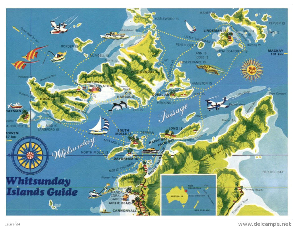 (543) Australia - QLD - Whtisundays' Island Map - Mackay / Whitsundays