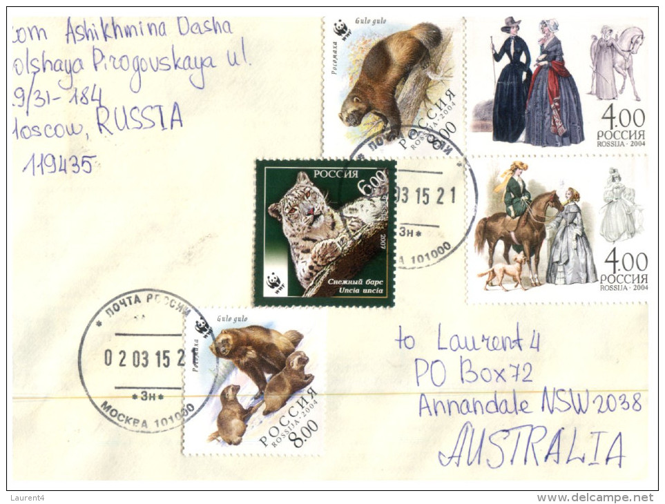 (PH 290) Russia To Australia Cover - With WWF Stamps (3) - Covers & Documents