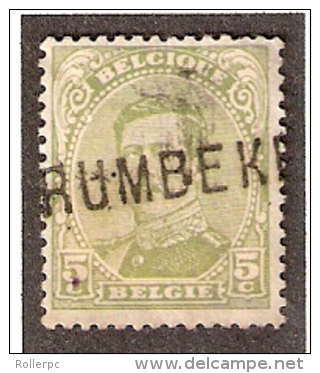 011608 Sc 111 5c ALBERT I - RUMBEKE -  [POST WW I FORTUNE - LINE NAME CANCEL] - Linear Postmarks