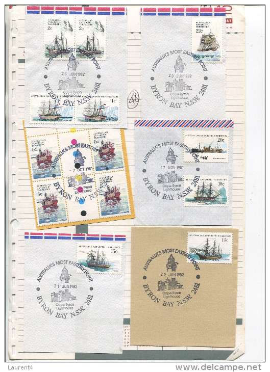 (special 7) Australia Postmark On Envelope Fragment (sheet Number 48) AAT Ships Stamps - 1982 X 6 Postmarks Assorte6 - Other & Unclassified