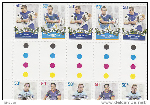 Australia 2008 Centenary Rugby League,TitanBulldogs Gutter Strip MNH - Mint Stamps