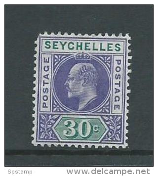 Seychelles 1903 King Edward VII 30c Purple & Green Fresh MLH , Rounded Corner - Seychelles (...-1976)