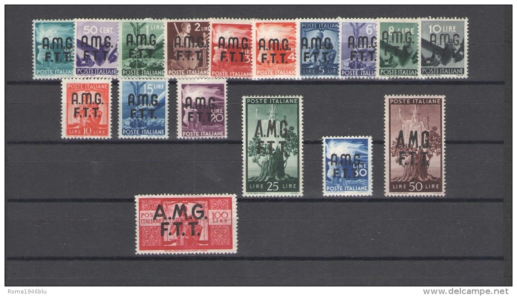 TRIESTE A 1947-48 DEMOCRATICA SU DUE RIGHE SERIE CPL. ** MNH LUSSO - Mint/hinged