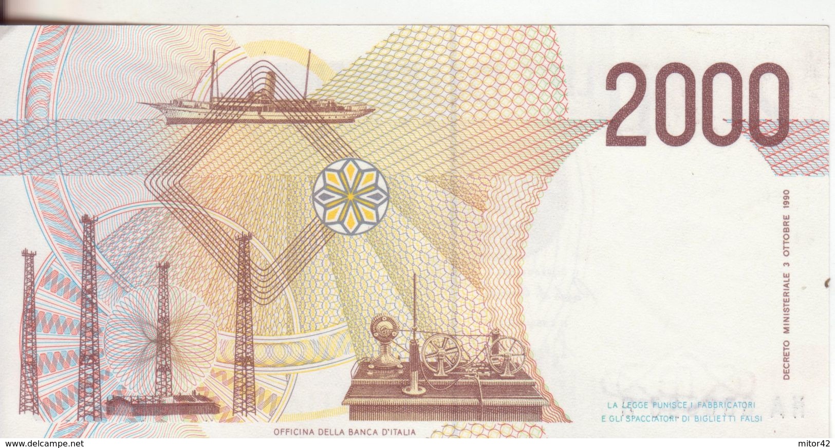 71*-Cartamoneta-Banconota L.2.000 Guglielmo Marconi-D.M.3.10.1990-Fior Di Stampa-F.D.S. - 2000 Lire
