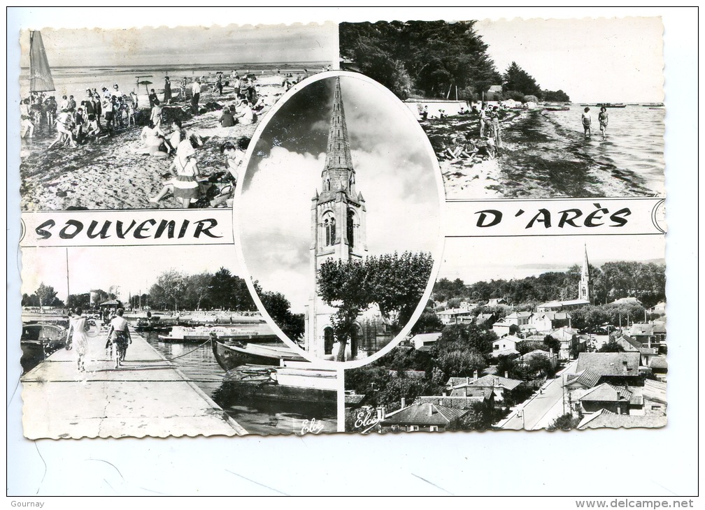 Souvenir D´Ares Multivues : Générale Plage église Jetée (ed Chatagneau Dentelée) - Arès