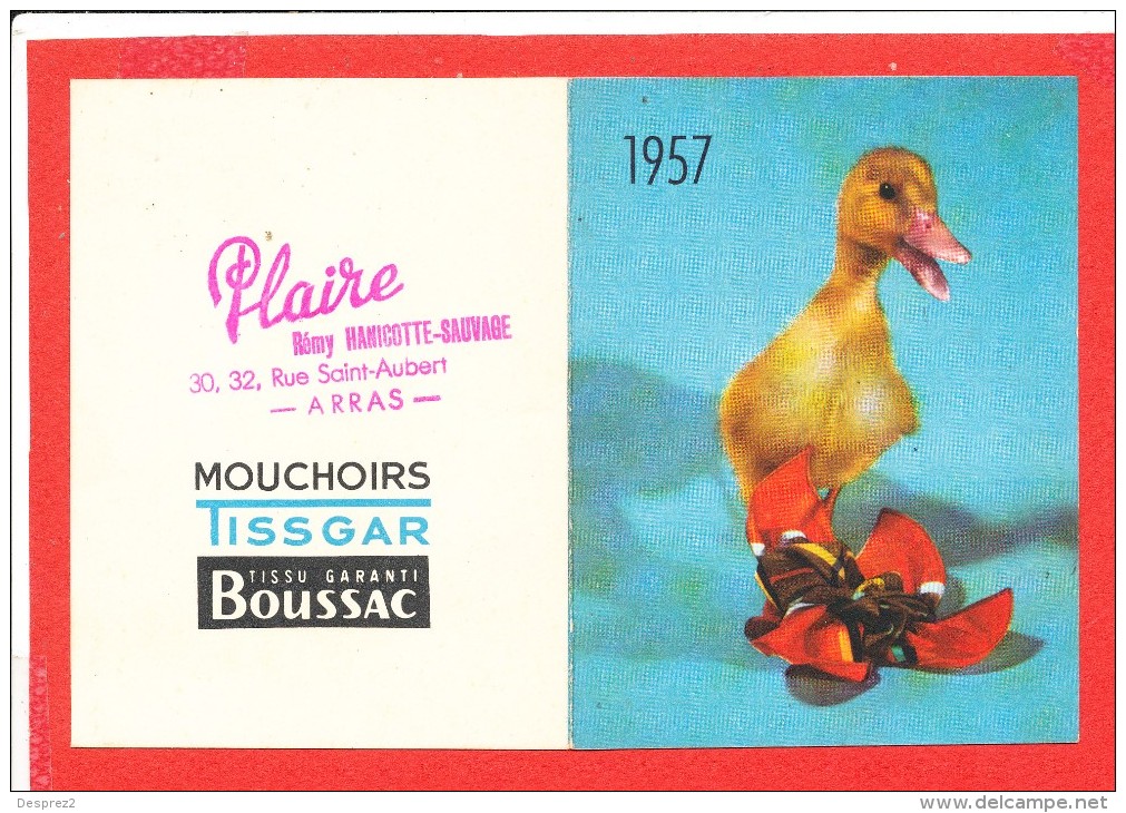 Calendrier Mouchoir TISSGAR Arras Remy Hanicotte Sauvage  Deux Scanns - Petit Format : 1961-70