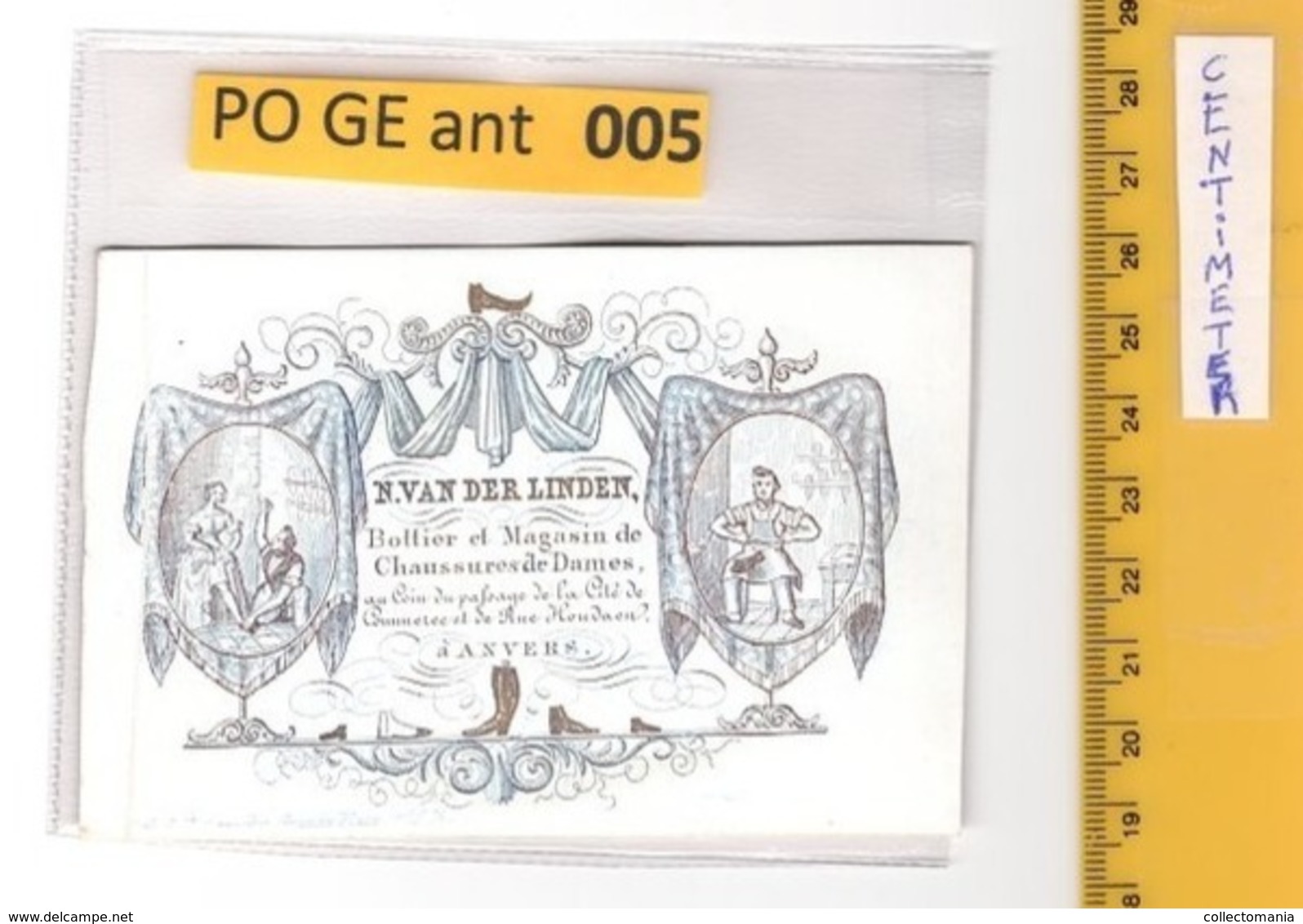 Porseleinkaart ANVERS  N  Van Der Linden Shoes  Porcelain Card, Carte Porcelaine - Printer : Ratinckx  - Oudaan Houdaen - Porcelaine